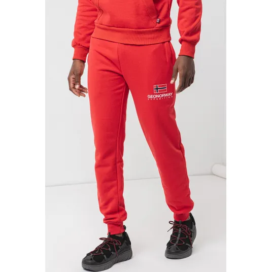 Geographical Norway, Pantaloni de trening din amestec de bumbac cu logo Max, Rosu vermillion, 2XL