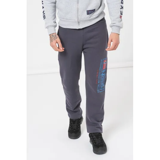 Geographical Norway, Pantaloni regular fit de trening cu logo Moffroy, Gri carbune, S