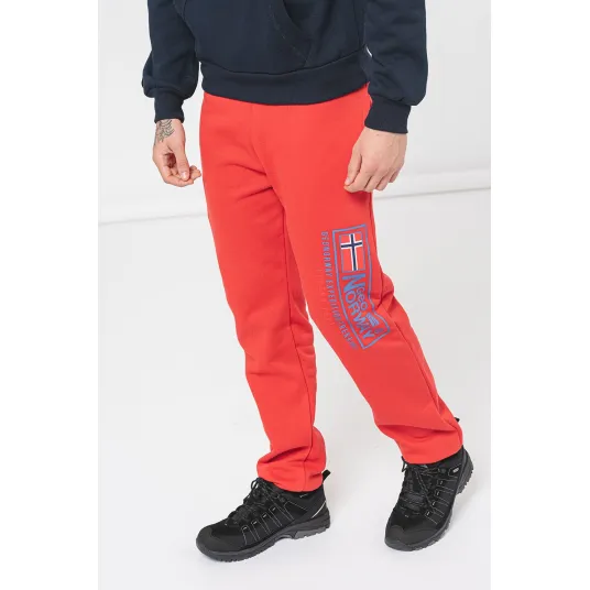 Geographical Norway, Pantaloni regular fit de trening cu logo Moffroy, Rosu vermillion, M