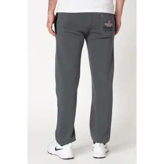 Geographical Norway, Pantaloni sport cu aplicatii logo Myer, Gri inchis/Bleumarin inchis, L