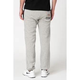 Geographical Norway, Pantaloni sport cu aplicatii logo Myer, Gri melange/Bleumarin/Rosu, L