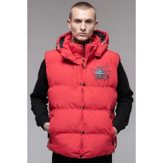 Geographical Norway, Vesta cu vatelina si gluga detasabila Vilano, Rosu vermillion, 2XL