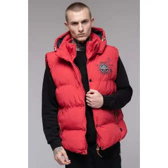 Geographical Norway, Vesta cu vatelina si gluga detasabila Vilano, Rosu vermillion, 2XL