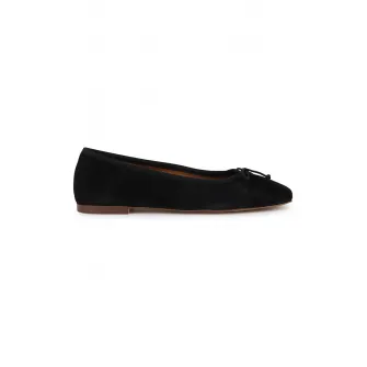 Geox, Balerini din piele intoarsa cu aplicatie cu funda, Negru, 36
