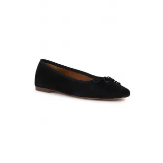 Geox, Balerini din piele intoarsa cu aplicatie cu funda, Negru, 36