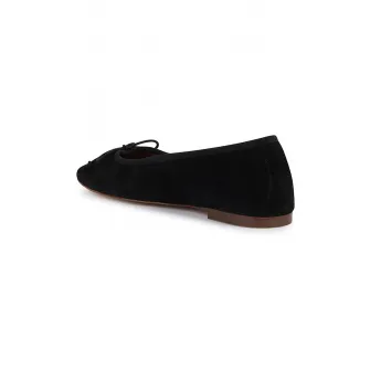 Geox, Balerini din piele intoarsa cu aplicatie cu funda, Negru, 36