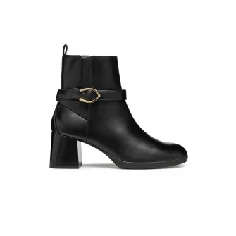 Geox, Botine de piele cu toc masiv, Negru, 39