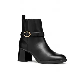 Geox, Botine de piele cu toc masiv, Negru, 39