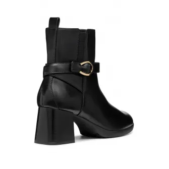 Geox, Botine de piele cu toc masiv, Negru, 39