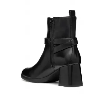 Geox, Botine de piele cu toc masiv, Negru, 39