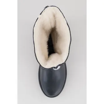Geox, Cizme mid-calf de piele ecologica cu sireturi, Negru, 28 EU