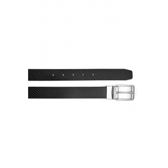 Geox, Curea din piele cu aspect tesut, Negru, 105