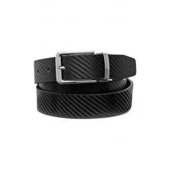 Geox, Curea din piele cu aspect tesut, Negru, 110
