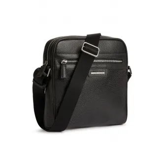Geox, Geanta crossbody din piele Arnoux, Negru