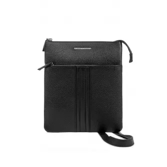 Geox, Geanta crossbody din piele, Negru