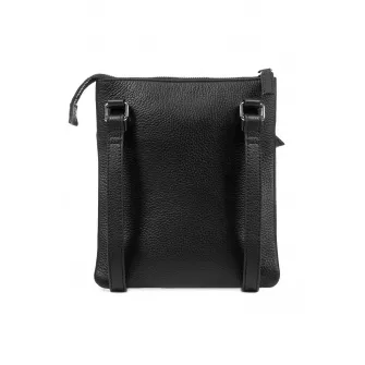 Geox, Geanta crossbody din piele, Negru