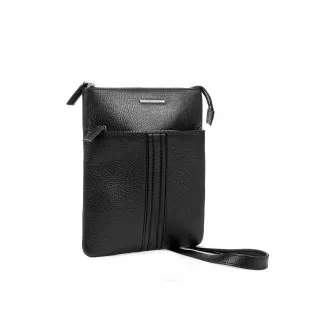 Geox, Geanta crossbody din piele, Negru