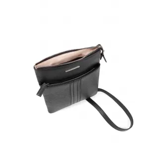 Geox, Geanta crossbody din piele, Negru