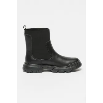 Geox, Ghete Chelsea din piele ecologica, Negru, 32 EU