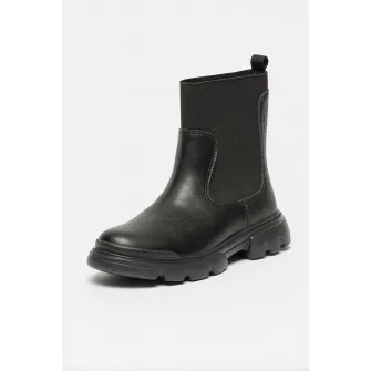 Geox, Ghete Chelsea din piele ecologica, Negru, 32 EU