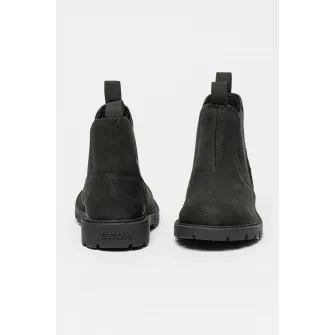 Geox, Ghete Chelsea din piele nabuc, Negru stins, 26 EU