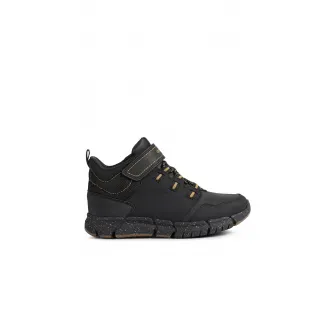Geox, Ghete cu garnituri de piele Flexyper, Negru, Galben, 28 EU