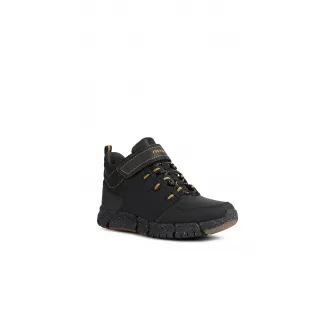 Geox, Ghete cu garnituri de piele Flexyper, Negru, Galben, 28 EU
