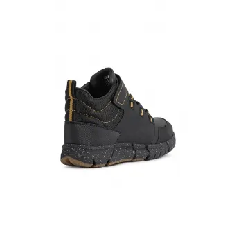 Geox, Ghete cu garnituri de piele Flexyper, Negru, Galben, 28 EU