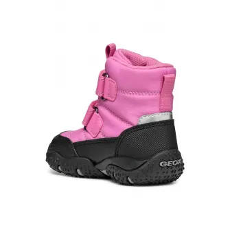 Geox, Ghete cu segmente cu inchidere velcro, Negru, Alb optic, Roz, 21 EU