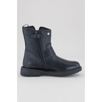 Geox, Ghete de piele ecologica, Negru, Argintiu, 28 EU