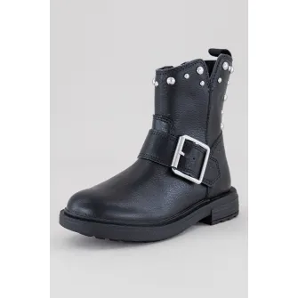Geox, Ghete de piele ecologica, Negru, Argintiu, 28 EU