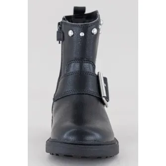Geox, Ghete de piele ecologica, Negru, Argintiu, 28 EU
