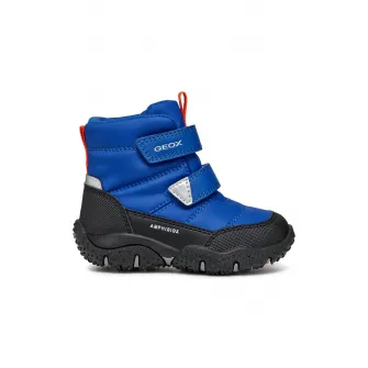 Geox, Ghete impermeabile cu inchidere velcro, Negru, Portocaliu mandarina, Albastru royal, 20 EU