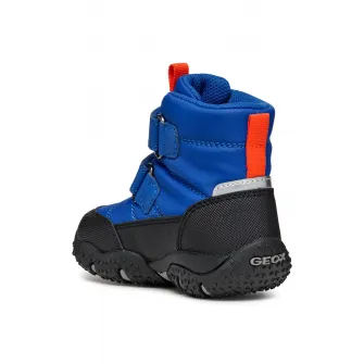 Geox, Ghete impermeabile cu inchidere velcro, Negru, Portocaliu mandarina, Albastru royal, 20 EU