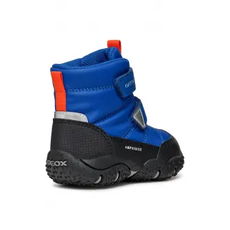Geox, Ghete impermeabile cu inchidere velcro, Negru, Portocaliu mandarina, Albastru royal, 20 EU