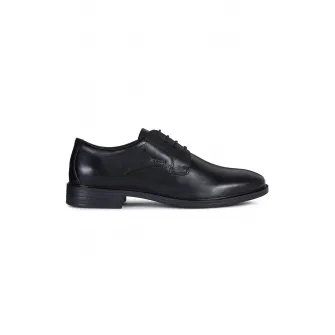 Geox, Pantofi Derby de piele cu logo discret, Negru, 45