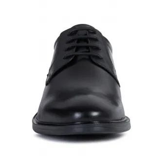 Geox, Pantofi Derby de piele cu logo discret, Negru, 45