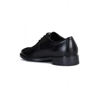 Geox, Pantofi Derby de piele cu logo discret, Negru, 45