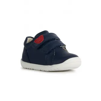 Geox, Pantofi sport de piele si piele ecologica cu velcro Macchia, Rosu, Albastru marin, 18 EU