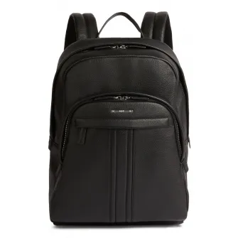 Geox, Rucsac din piele cu barete ajustabile, Negru