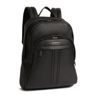 Geox, Rucsac din piele cu barete ajustabile, Negru