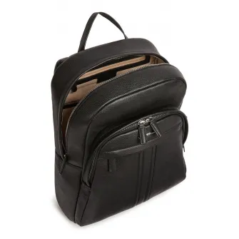 Geox, Rucsac din piele cu barete ajustabile, Negru