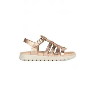 Geox, Sandale de piele cu barete multiple Soleima, Auriu, 24 EU