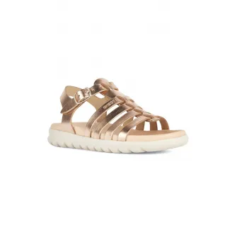 Geox, Sandale de piele cu barete multiple Soleima, Auriu, 24 EU