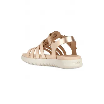Geox, Sandale de piele cu barete multiple Soleima, Auriu, 24 EU