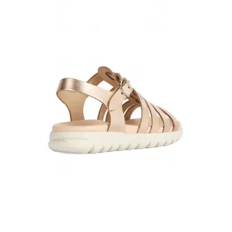 Geox, Sandale de piele cu barete multiple Soleima, Auriu, 24 EU