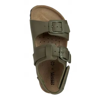 Geox, Sandale slingback cu catarama Ghita, Verde militar, 25 EU