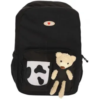 Ghiozdan School Friendly Gimnaziu Negru cu ursulet plus 42H x 28 x 14 cm