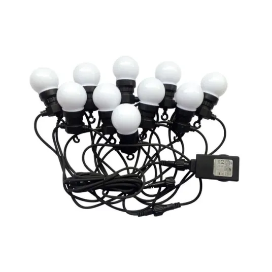 Ghirlanda LED luminoasa V-TAC 7437, 10 becuri, 0.5W/bec, 300 lm, temperatura lumina rece (6000K), IP44, 5m
