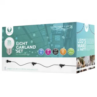 Ghirlanda luminoasa decorativa exterior Forever Light, E27, G45, 10 becuri LED, IP65, 12m, Alb